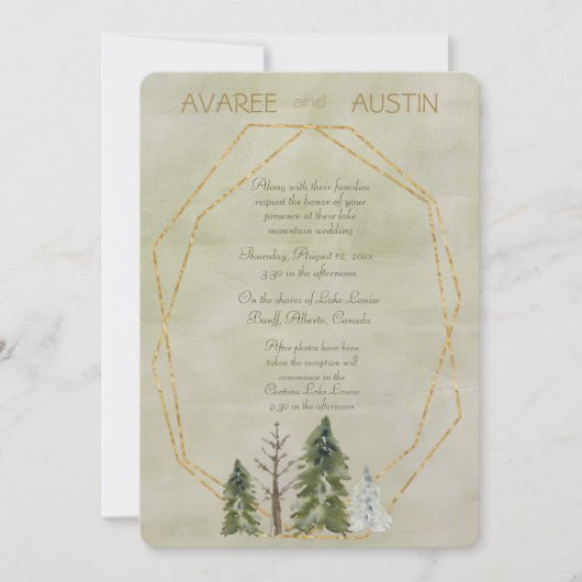 Hochzeit in den Kiefern Grün und Gold (Vorderseite)