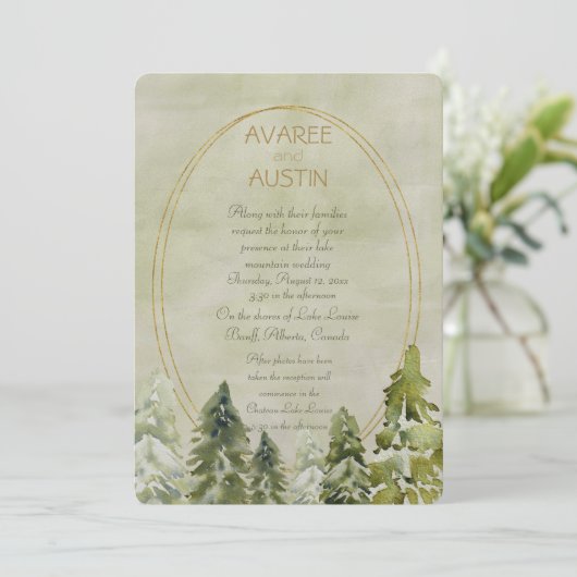 Hochzeit in den Kiefern Grün und Gold (Stehend Vorderseite)