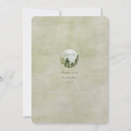 Hochzeit in den Kiefern Grün und Gold (Rückseite)