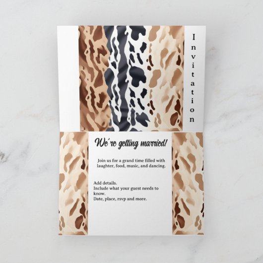 Hochzeit in der Landwirtschaft Cowhide Printing 6 Einladung (Innenseite)