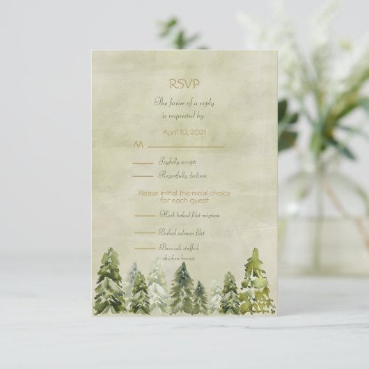 Hochzeit in der Pines-RSVP-Karte RSVP Karte (Stehend Vorderseite)