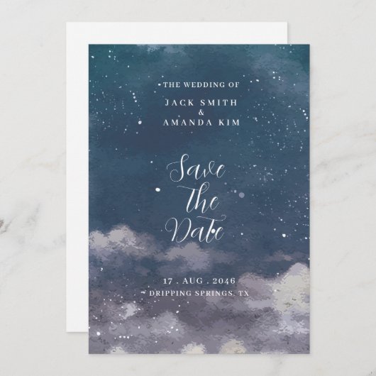 Hochzeit in der Sternennacht speichern Sie das Dat Einladung (Vorne/Hinten)