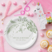 Hochzeit in edlem Weiß und Grün Pappteller (Party)