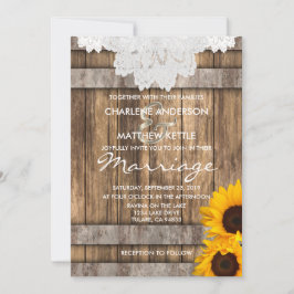 Hochzeit in einem rustikalen Holz- und Spitzen-Ein Einladung