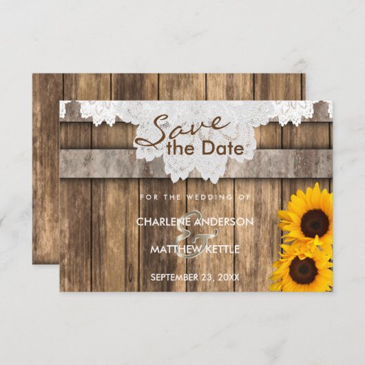 Hochzeit in einem rustikalen Holz und Spitzen Save Save The Date (Vorne/Hinten)