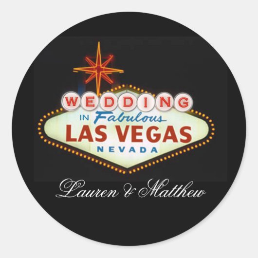 Hochzeit in Fabulous Las Vegas Runder Aufkleber (Vorderseite)