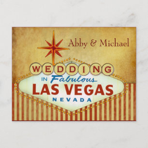 Hochzeit in Fabulous Las Vegas - Vintage Streifen Ankündigungspostkarte