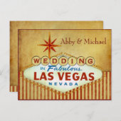 Hochzeit in Fabulous Las Vegas - Vintage Streifen Ankündigungspostkarte (Vorne/Hinten)