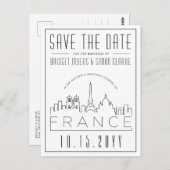 Hochzeit in Frankreich | Skyline Save the Date Pos Postkarte (Vorne/Hinten)