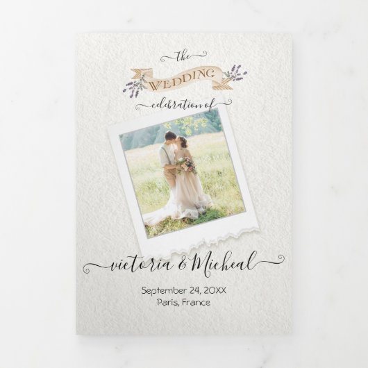 Hochzeit in Frankreich Tri-Fold Einladung (Cover)