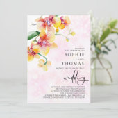 Hochzeit in Gelb und Rot Einladung (Stehend Vorderseite)