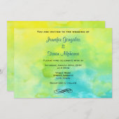Hochzeit in Gelb und Türkis Einladung (Vorne/Hinten)