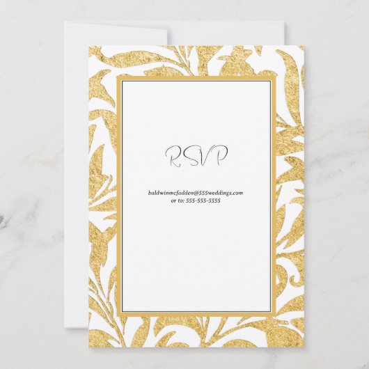 Hochzeit in Gold und Schwarz Einladung (Rückseite)