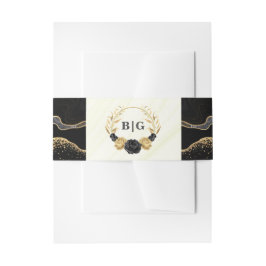 Hochzeit in Gold und Schwarz Einladungsbanderole