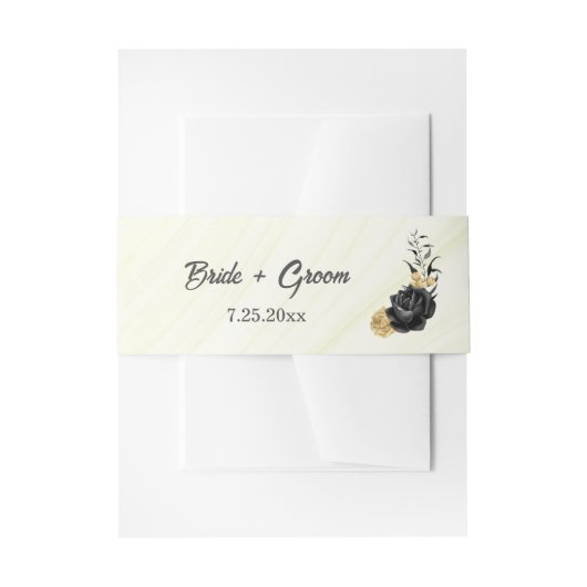 Hochzeit in Gold und Schwarz Einladungsbanderole (Vorderseite Beispiel)