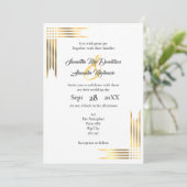 Hochzeit in Gold und Weiß Einladung (Stehend Vorderseite)