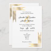 Hochzeit in Gold und Weiß Einladung (Vorne/Hinten)