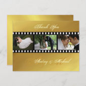 Hochzeit in Gold Vielen Dank Postkarten (Vorne/Hinten)