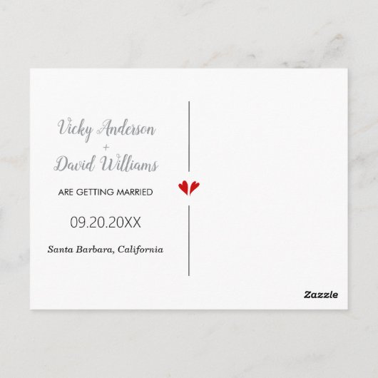 Hochzeit in Grau und Rosa speichern Sie das Date-F Postkarte (Rückseite)