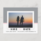 Hochzeit in Grau und Rosa speichern Sie das Date-F Postkarte (Vorderseite)