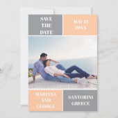 Hochzeit in Grautönen und Pfirsichfarben Save The Date (Vorderseite)