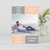 Hochzeit in Grautönen und Pfirsichfarben Save The Date (Stehend Vorderseite)