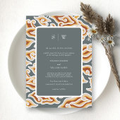 Hochzeit in Gray & Gold Waves Monogram Einladung