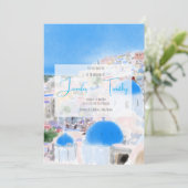 Hochzeit in Griechenland Santorini Fia Insel Einladung (Stehend Vorderseite)