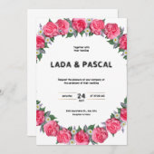 Hochzeit in Grün und Rot Einladung (Vorne/Hinten)