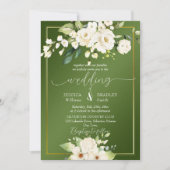 Hochzeit in grüner Weiß Einladung (Vorderseite)