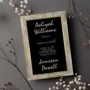 Hochzeit in handgeschriebenem schwarzsilberfarbene einladung