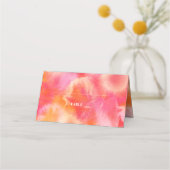Hochzeit in hellrosa und orange Wasserfarbe Platzkarte (Vorderseite)