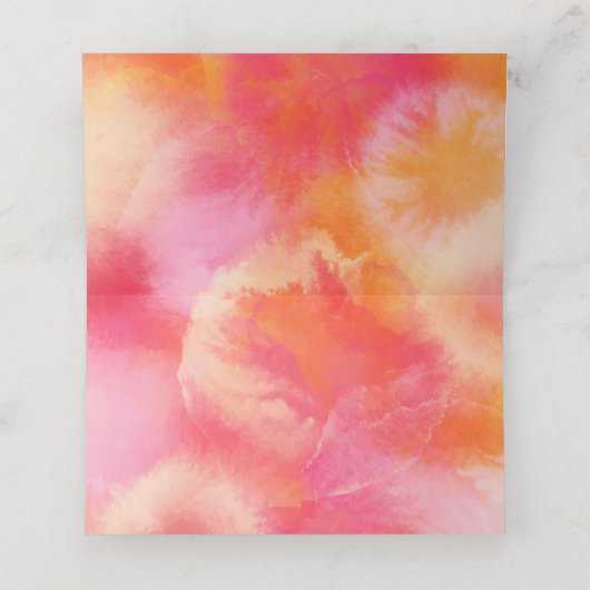Hochzeit in hellrosa und orange Wasserfarbe Platzkarte (Innenseite Aufgefaltet)