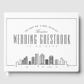 Hochzeit in Houston | Moderner Deko Skyline Gästebuch (Vorderseite)