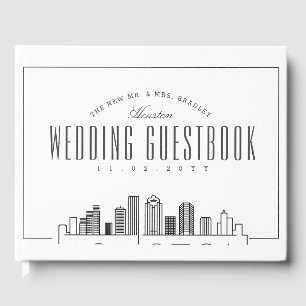 Hochzeit in Houston   Moderner Deko Skyline Gästebuch