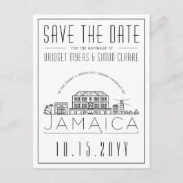 Hochzeit in Jamaika Save the Date stilisierte Skyl Postkarte