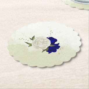 Hochzeit in königsblauen und weißen Blume Untersetzer