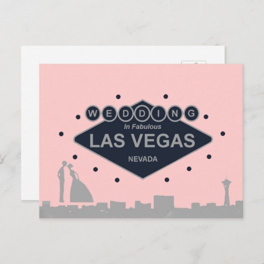 Hochzeit in Las Vegas mit Silhouette Bride & Groom Postkarte (Vorne/Hinten)