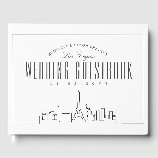 Hochzeit in Las Vegas | Moderner Deko Skyline Gästebuch (Vorderseite)