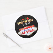Hochzeit in Las Vegas signieren Neon Light Save th Runder Aufkleber (Umschlag)