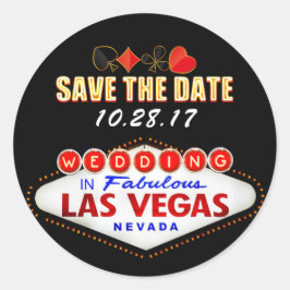 Hochzeit in Las Vegas signieren Neon Light Save th Runder Aufkleber
