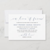 Hochzeit in Lieu der Lieblings Dusty Blue Watercol Dankeskarte (Vorderseite)