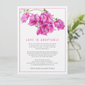 Hochzeit in Live-Stream Bougainvillea rosa Einladung (Stehend Vorderseite)