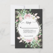 Hochzeit in Luxus, Schwarz und Rosa RSVP Karte (Vorderseite)