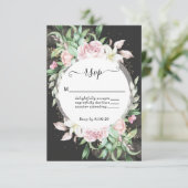 Hochzeit in Luxus, Schwarz und Rosa RSVP Karte (Stehend Vorderseite)