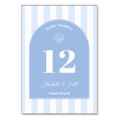 Hochzeit in Minimalistischem Blau und Weiß Tischnummer (Rückseite)