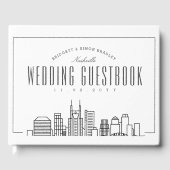 Hochzeit in Nashville | Moderner Deko Skyline Gästebuch (Vorderseite)