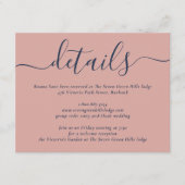Hochzeit in Navy Blue und Blush Modern Script Begleitkarte (Vorderseite)