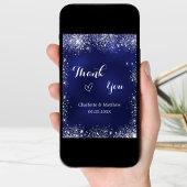 Hochzeit in Navy-Silber-Foto danke Karte