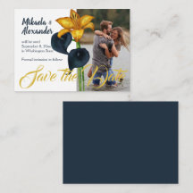Hochzeit in Navy und Gold Rett-the-Date